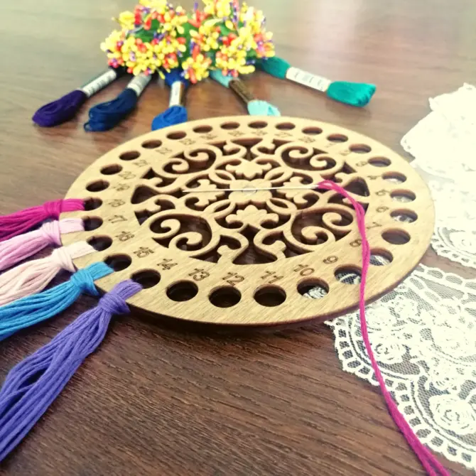 Wooden Cross Stitch Organizer with Small Needle Holder Magnet - Design8 - Image 13