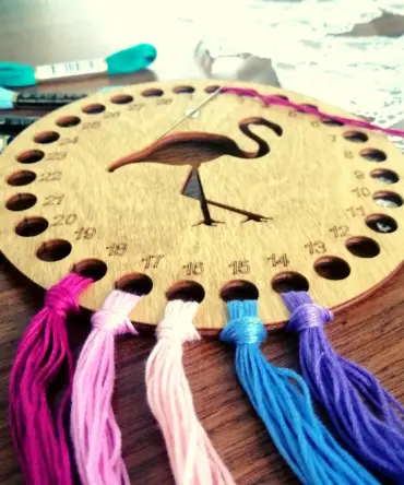Wooden Cross Stitch Organizer with Small Needle Holder Magnet - Design13