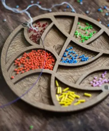 Lonjew Wooden Bead Tray Organizer, Beads Craft Organization
