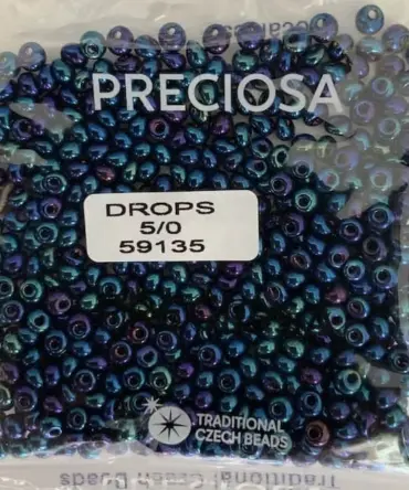 Preciosa Drops Beads 59135 5/0 3.5 Oz