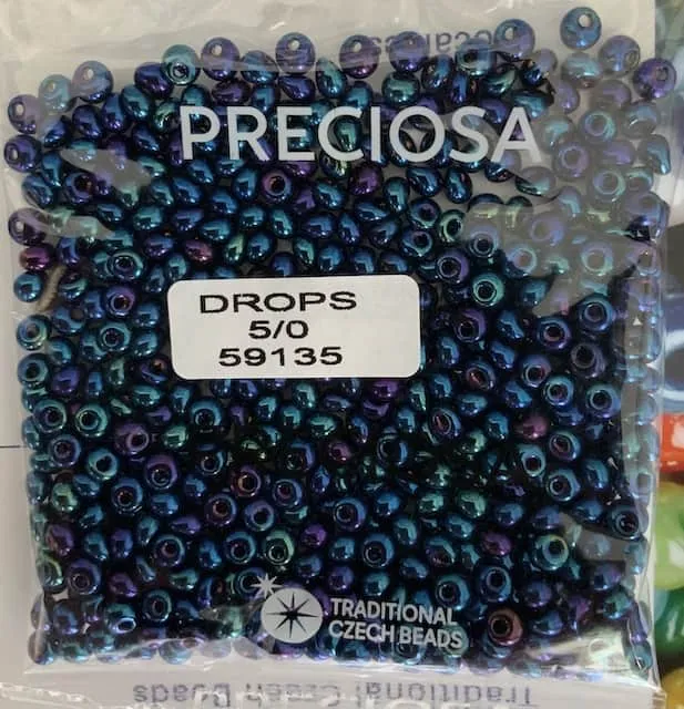 Preciosa Drops Beads 59135 5/0 3.5 Oz