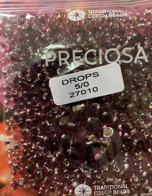Preciosa Drops Beads 27010 5/0 3.5 Oz