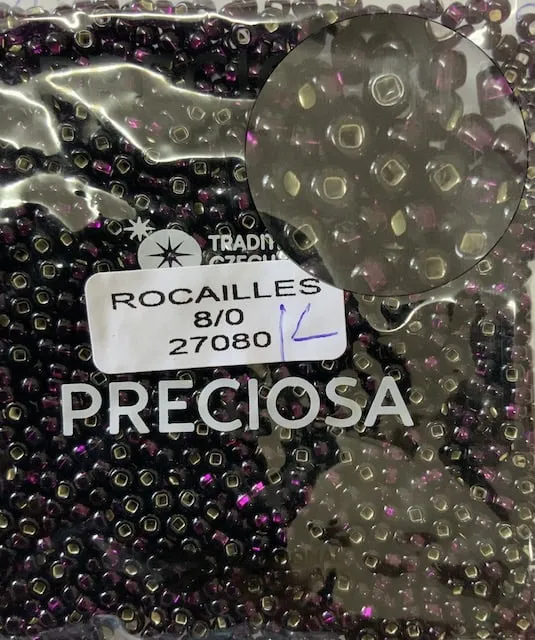 Preciosa Round Seed Beads 27080 8/0 3.5 Oz Square