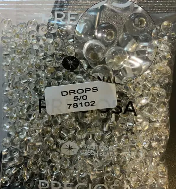 Preciosa Drops Beads 78102 5/0 3.5 Oz