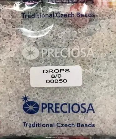 Preciosa Drops Beads 00050 8/0 3.5 Oz Matte