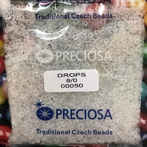 Preciosa Drops Beads 00050 8/0 3.5 Oz Matte
