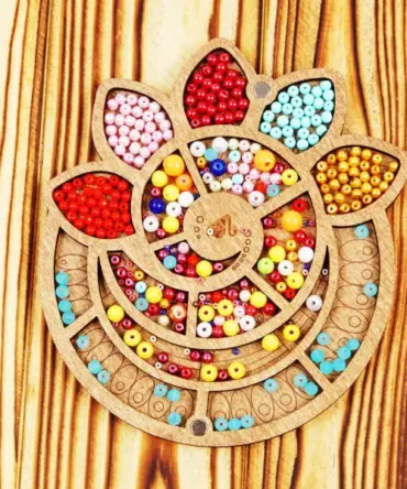 Lonjew Bead Organizer Wooden Flower Containerr