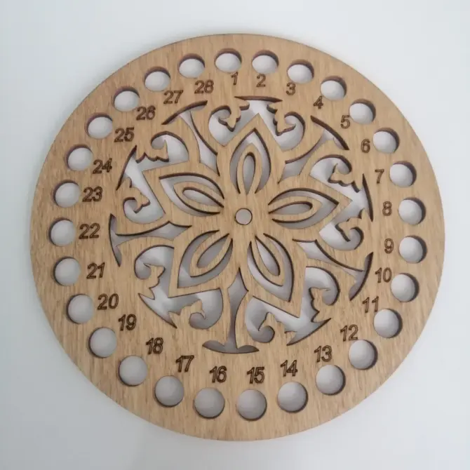 Wooden Round Thread Sorter with Needle Holder Magnet, Embroidery Floss Organizer Design 2 - Image 11