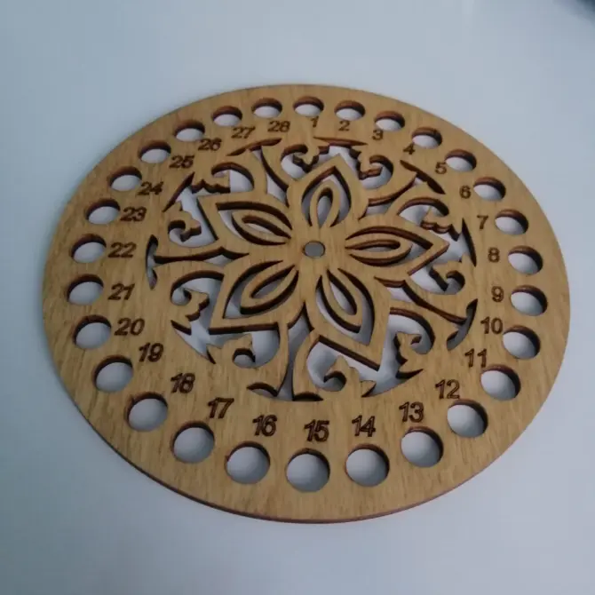 Wooden Round Thread Sorter with Needle Holder Magnet, Embroidery Floss Organizer Design 2 - Image 15