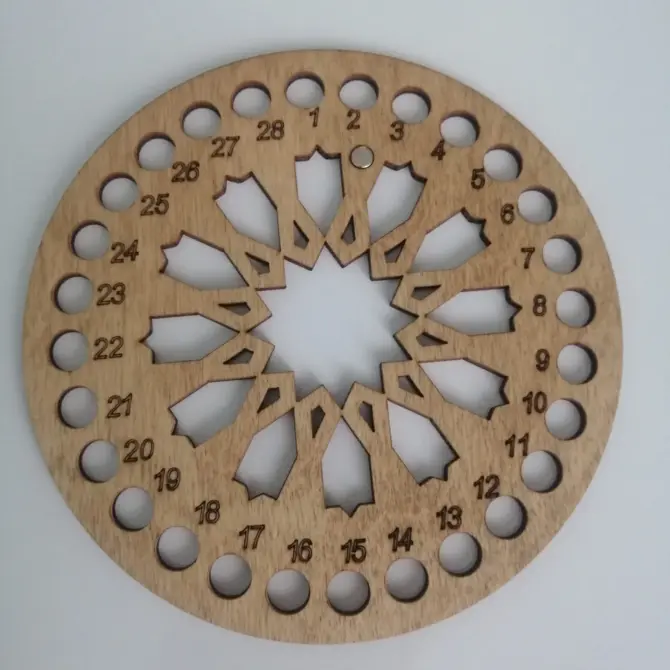 Lonjew Round Thread Sorter with Needle Holder Magnet - Wooden Art Embroidery Floss Organizer Design 1 - Image 15